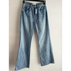 Pistola High Rise Flare Jeans Size 28 Light Wash Raw Hem